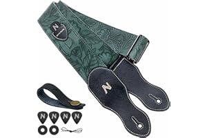 Nefelibata Gitarrengurt mit Plektrumtasche, 2,3-Zoll-Lederschnitz-Gitarrengurte im Porter-Stil, hochwertige Lederenden, 60er-Jahre-Western-Vintage-Stil mit Plektren, Gurtknopf und Gurtschlössern