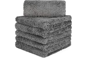 Carcarez Microfiber Car Wash Drying Towels Professional Grade Premium Microfiber Towels for Car Wash Drying 16 in.x 16 in. Pack of 6 (Gray)