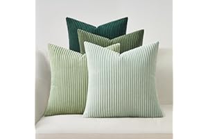 Topfinel Fundas de Cojines 50x50cm Decoracion Hogar 4 Piezas Funda para Cojin Sofa Cama Salon de Estar Dormitorio Sillas Jardin Habitación Pana Gradiente Verde Claro Color Sólido