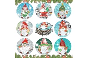 Bellatoi 8 Pcs Diamond Painting Sottobicchieri Natalizi, Diamante Arte Pittura Sottobicchieri con Supporto, Sottobicchieri per Regalo di Natale, per Tazze, Bicchieri da Vino e Cucine per la Casa