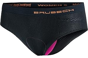 BRUBECK Culotte Silicone Rembourré Short Cycliste Femme Cuissard Velo Femme Short Sport Femme sous-vêtements de Cycliste Padded VTT Sport Structure 3D Black