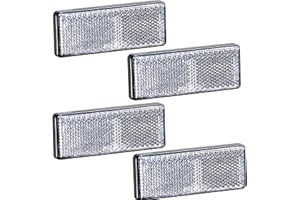 AGRISHOP 4Pezzi Catarifrangenti Riflettore Rettangolari Bianco E4,Catarifrangente Autoadesivo Rettangolare Posteriore Rimorchio,Autoadesiva Riflettori Posteriori （Rettangolari-Bianco-4Pezzi）