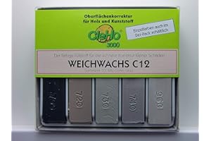 CLEHO-TEC GMBH CleHo Weichwachs C12 - 5er Pack | Reparatur | Wachs | Holz | Möbel | Sortiment 10 | RAL-Töne, Grau
