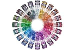 Laza Holografischer feiner Glitzer, 20 Farben Kunst- und Bastelglitzer gemischt ultrafeine Puder-Pailletten für Harz Nagelkunst Epoxidbecher Schleim Dekoration Hochzeit Karten Blumen