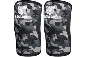 BEAR GRIP - Genouillères de compression et de soutien kaki de 7 mm de qualité supérieure pour les athlètes de haute performance pour garder la forme sans endommager votre genou (kaki, S)