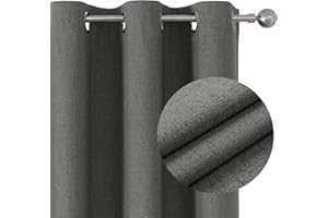 ‎JOYDECO Joydeco 100% Blickdichte Vorhänge mit Ösen Gardinen Leinenoptik 2 Stück, Verdunkelungsvorhang Leinen Thermovorhang Hitzeschutz, Wärmeisolierte Beschichtung Rückenschicht für Schlafzimmer Wohnzimmer