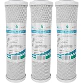 3x AquaHouse AH-CTO5 10" Carbon Block Water Filter Cartridges for Drinking Water, Reverse Osmosis Systems, for All 10" Housin