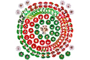 Mruq pet 100pcs Christmas Small Dog Hair Bows, Puppy Dog Flower Bows with Rubber Bands, Bulk Mix Pet Dog Grooming Bows, Dainty Xmas Tiny Dog Bows for Dog Hair Accessories (Green and Red)