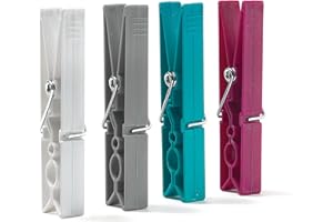 DOMO PAK LIVING Mollette Bucato Resistenti per Stendere il Bucato - per Stendini e Fili - Fori di Due Misure - 12 Mollette Large 1.1x2.2x9 cm Mix 4 Colori - Domopak Living