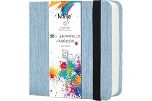Mlife Quadratisches Doppelseitig Aquarellpapier Skizzenbuch, 100% Baumwolle, 300 g/m², Säurefrei,Aquarellblock ideal für Kunstliebhaber, Erwachsene, Studenten, 12,5 x 12,5 cm, Blau