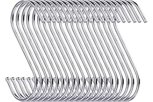 Swatowot 20 Stück S Haken, 9 cm Hängehaken, Haken Garderobe, Haken Zum Einhängen, Kleiderbügel (Silber)