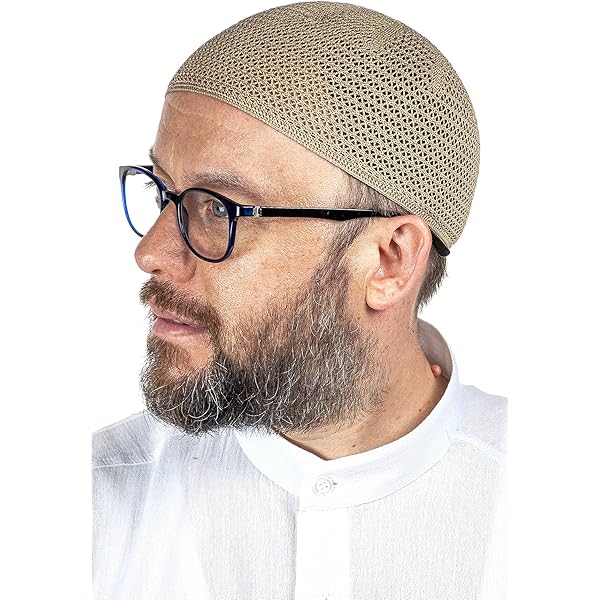 Mannen moslim gebed kufi hoed polyester gemengd katoenen doek islam man borduurwerk hoed mannelijk hoofddeksel (60cm / 23.6in wit