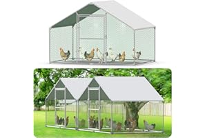 KIDSGIGGLZ Gallinero para Exterior, Gallineros Grandes de Metal Galvanizado, Jaula para Gallinas con Candado, Gallinero Exterior, con Techo de Polietileo pano ra Protección Solar, 2x3x2m