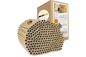 WILDTIER HERZ corazón Animal Salvaje | 200 Mangas de anidación con Ø 6 mm para Abejas Silvestres - Tubos de cartón 100% ecológicos, para Hotel de Insectos como Material de Relleno