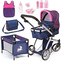 Accessoire poupée Bayer Design 15054AB Landau Poupée Grande avec lit de