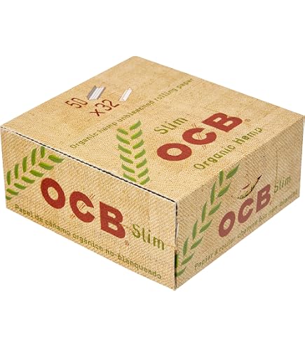 OCB Organic Hemp + Tips – 32 Heftchen à 32 Blatt, King Size Slim, Lange Papiere Mit Tips