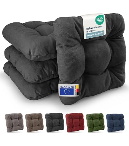 Cuscini Memory Foam Per Sedie Da Pranzo - Set Da 6 In Lino Naturale