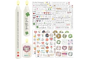 Remione 8pcs Kerzentattoos Kerzensticker Kerzen Tattoo Folie UV Transferdruck Kerzentattoo Kerzen Aufkleber Viel Glück und Liebe RM038