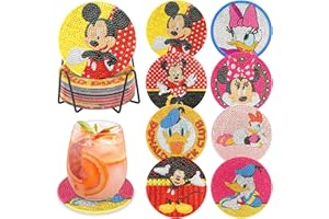 DAERLE 8 pcs sous-Verres de Peinture Diamant avec Support, sous-Verres d'art de Diamant, sous-Verres Ronds D'anime, Ensemble de Peinture de Diamant, Ensemble de sous-Verres pour Verres, Verres à vin