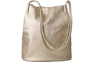 Woodland Leathers Women's Medium Size Vegan Leather Hobo Bucket Tote Handbags For Women - Elegant Black Handbag With Long Straps, Stylishly Spacious Designer Elegance bags for women