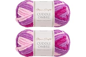 Utopia Crafts Cuddle Ombre - Filato morbido di ciniglia super grosso, per lavorare a maglia e uncinetto, 2 confezioni da 100 g (fiori di bacche, 2 x 100 g)