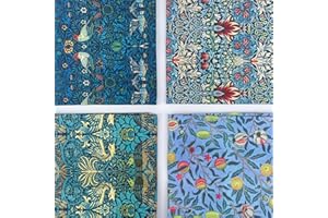 DISCOVER LIFESTYLE & FASHION FABRICS William Morris 100% Cotton Percale 4 Pack Designer Fat Quarter Bundle FQ Fabric Packs Quilting Patchwork Craft Sewing Material | 19" x 20" (50cm x 52cm) (Bundle 2)