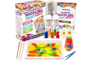 Original Stationery Kit Arcoíris de Arte Marmolado con Pinturas, Rainbow Marbling Kit Efecto Mármol - Kit de Pintura para Niños - Arte y Manualidades Infantiles Regalos Niños Niñas