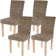 Mendler Set 4 Sedie Littau In Ecopelle Avorio | Sala Da Pranzo Con Gambe In Legno Massello E Schienale Alto