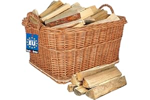 KOTARBAU® Weidenkorb für Brennholz - Holzkorb für Kaminholz - Erntekorb - 60x50 cm - Kaminholzkorb mit Henkel - Holz Tragekorb - Brennholzkorb - Weide - Natürlich - Naturfarbe