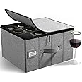Sorbus Stemware Wine Glass Storage Hard Shell Box - Deluxe Padded Quilted Case with Dividers - Service for 12 - Great for Protecting or Transporting Wine Glasses, Champagne Flutes, Goblets, (Gray)