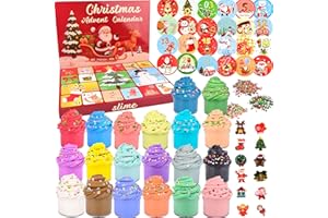 PETYUIOYU Christmas Slime Kit Advent Calendar - Butter Slime Non-Sticky, Soft, Stretchy, Scented Slime Party Favors for Kids, Perfect for Christmas Stocking Stuffers, for Girls Boys