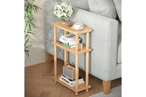 APICIZON Stolik pomocniczy wąski 3-poziomowy drewniany stolik pomocniczy, 40 x 18 x 61,5 cm, stolik nocny wąski z miejscem do przechowywania, mały stolik pomocniczy do salonu, sypialni, na balkon