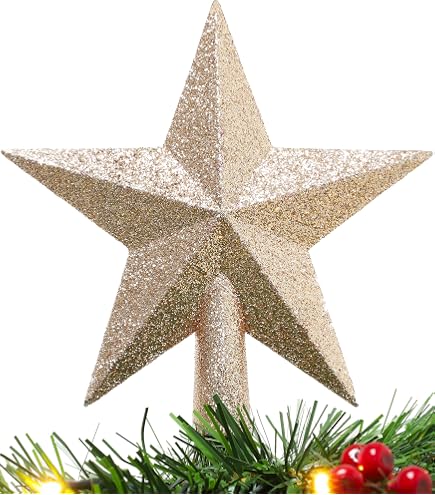 VEYLIN Puntale per albero di Natale, a forma di stella, per albero di