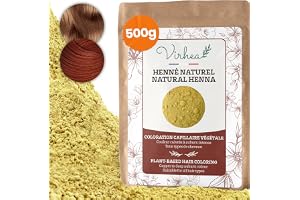VIRHEA Naturlig henna 500 g - växtfärg för friskt och glänsande hår - kemikaliefritt, veganskt och hållbart - perfekt för bruna och koppartoner - naturlig kosmetika för