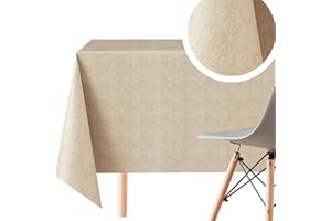 KP HOME Moderna Tovaglia Tavolo Goffrato in Tinta Unita Beige Tovaglia Plastificata Rettangolare 250x140 Tovaglia PVC Lavabile Vinile Facile da Pulire Tovaglia Moderna Tovaglie Plastificate