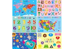 SPRITEGRU Pack de 6 Sets de Table pour Enfants, Antidérapants, Lavables, Réutilisables, Sets de Table Éducatifs pour la Maison, Maternelle, Salle de Classe, Crèche