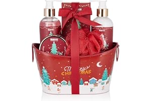 BRUBAKER Cosmetics Zestaw do Kąpieli i Pod Prysznic Zapach Zimowej Jagody - 6-Częściowy Zestaw Upominkowy w Ozdobnej Metalowej Wannie Christmas - Zestaw Świąteczny Dla Kobiet i Mężczyzn