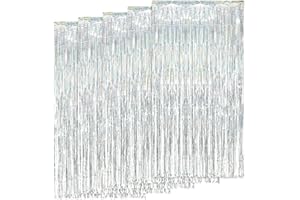 AIYONG Lametta Vorhänge,5 Stück 3 ft x 6,6 ft Mehrfarbig Lametta Vorhänge Bunt Folien Fransen Hintergrund Dekoration für Partydekor Geburtstags Weihnachten Karneval deko Faschingsdeko
