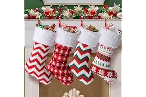 NIBESSER Juego de 4 calcetines de Papá Noel grandes para rellenar, bolsa de regalo, colgante de árbol de Navidad, decoración navideña
