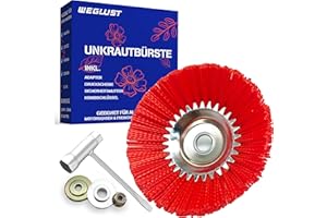 WEGLUST Spazzola in nylon per decespugliatore, 200 x 25,4 mm, con spazzola metallica e setole in nylon (rosso)