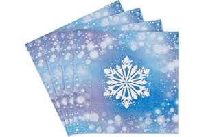Tookala Servietten Blau mit Schneeflocken-Mustern, Party Einwegservietten Deko, Dekorative Napkins Papierserviette, Cocktailservietten, Taschentücher, Größe 33 x 33 cm, 2-lagig, 20 Stück