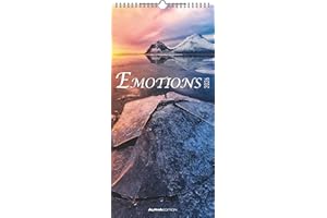 ‎ALPHA EDITION Alpha Edition - Emotions Kalender 2026 – Streifenplaner 22×45 cm mit Extraspalte für Geburtstage & Zitaten, meditative Landschaftsmotive, praktischer Terminplaner für Achtsamkeit: Worte der Besinnung