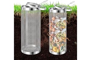 UNIFAMILY Compost Bin Outdoor Inground Worm Composting Bin Kit for Raised Garden Beds, 2 PCS Small Metal Farm Compost Bin for Garden, Reducing Food Waste Composting Systems Sustainable Worm Composter