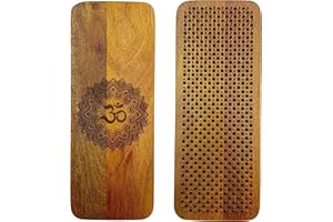SattesGrün® Sadhu Board aus Mangoholz mit Mandala-OM-Motiv – Handgefertigtes Nagelbrett, 4 Nagelabstände für Yoga, Meditation & Achtsamkeit