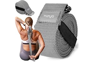 ‎FIZYO Fizyo Bawełniany Pasek do Jogi, Pilatesu, Fitnessu, Regulowany z Metalową Klamrą D, 100% Bawełny, Długi 240 cm, Idealny do Rozciągania i Trzymania Pozycji, dla Początkujących i Zaawansowanych