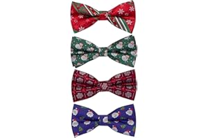Gusleson 4PCS Children's Christmas Bow tie Festival Theme Pattern Pre-Tied Bowties for kids
