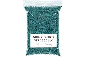 Landare Sassolini Colorati Verde Scuro 1,8Kg - Sassolini Decorativi per Vasi - Sassi Decorativi per Vasi - Pietre Colorate - Pietre Decorative - Pietre Colorate per Decorazioni (6-9 mm) (Verde Scuro)
