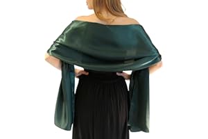 Central Chic Silky Satin Wedding Wrap Stole Shawl Pashmina Scarf For Brides Bridesmaids in Ivory White Black Blue Silver Gold Pink Grey Green