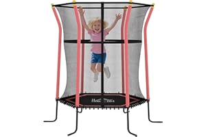 HOMCOM Trampolino Elastico per Bambini 3-10 Anni con Ingresso a Cerniera e Pali Imbottiti, Tappeto Elastico in Acciaio, PP e EPE, Ø163.5x163.5/190 cm