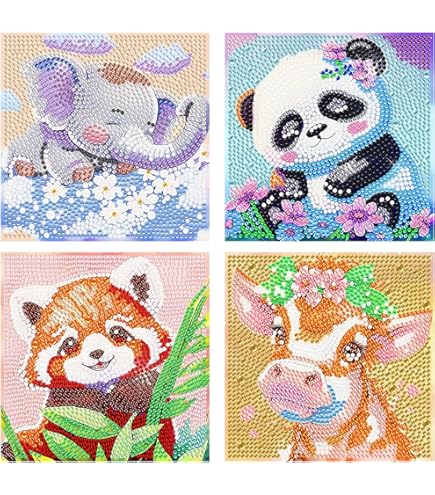 Ensemble De 6 PièCes Diamant Painting Enfant - 15*15cmDiamond Painting Animau